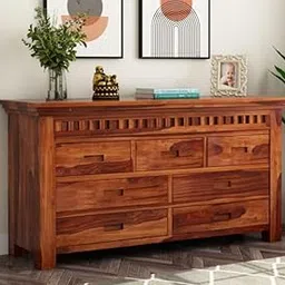 ISHIKA FURNITURE Solid Sheesham Wood Wooden Chest of Drawers with 7 Drawer Storage | Multipurpose Storage Cabinet Rack for Bedroom Home Living Room (Honey Finish)-picture-11