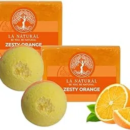 LA NATURAL Combo of Handmade Citrus Blast Handmade Orange Soap and Bath Bombs Bathing Bar | Orange Zest and Lemon Delight | Natural and Refreshing Skin Care | Men & Women for All Skin Type (2pc Each)-picture-10
