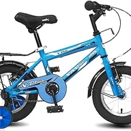 Vaux Plus 12inch Cycle for Kids 2 to 4 Years Old with Support Wheels, Ideal for Both Boys & Girls, Steel Frame, Strong Alloy Rims & Ralson Tubular Tyres,95% Assembled, Ideal Height:2ft to 3ft(Blue) image 1