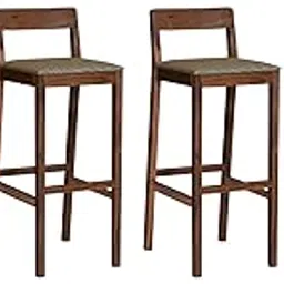 Geuine Decor Solid Sheesham Wood Bar Chair Set with Backrest & Cushioned Seat for Kitchen, Dining & Bar Counter – Walnut Brown Finish (4)-picture-34