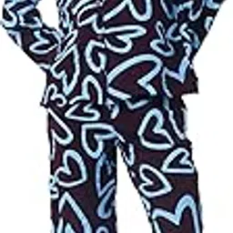 Night Suit for Womens Blossom Printed Cotton Drop Shoulder Shirt and Pajama Set 9391-image-10