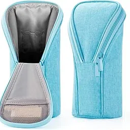 Storite Standing Up Pencil Case Stationery Items for Girls and Boys Canvas Bags Pen Pencil Pouch Case for School College & Office,Cute Stationery Box Organizer for Daily Use,Gifts for Kids - Sea Green-image-67