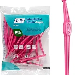TEPE Interdental Brush Angle, Angled Dental Brush for Teeth Cleaning, Pack of 25, 0.40 mm, Extra-Small/Small Gaps, Pink, Size 0-picture-45