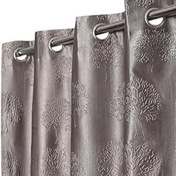 K 2 6 Creation -1 Piece Polyester Bedroom Leaf Semi Sheer Grommet Curtain For Window (4 X 5 Feet Grey)-picture-22
