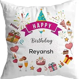 ASHVAH Reyansh Name Happy Birthday Cushion/Pillow Cover with Filler - Best Birthday Gift for Son, Brother, Husband Return Gifts for Kids - Size - 12 x 12 inches-picture-31