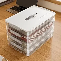 NowExp Portable Stackable Clear Plastic File Organizer – Multi-Layer A4 Document & Certificate Storage Box with Lid for Office and School-image-91