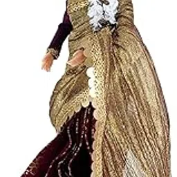 Maalona | Madhuri | Traditional Indian Doll in Golden Crepe Shimmer Saree | Hand Stitched Clothes | Fully Foldable (11.3 inch, Wine Shimmer Crepe Saree)-picture-22