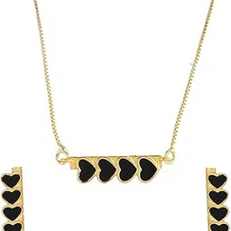 voylla Valentine's Day Collection Edgy Black Hearts Pendant Set|Valentine Gift For Her|Gift For Wome|Gift For Her|-picture-33