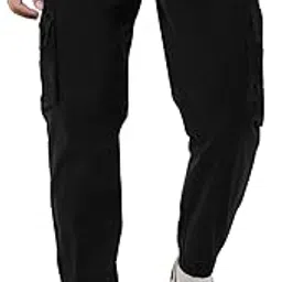 leotude Men's Black Cotton Cargo Track Pants – Stylish & Comfortable (Color : Black)-picture-48