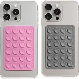SKYSIA Suction Phone Case,Sticky Mount Pad, Silicone Suction Phone Case for Hands-Free Mobile Accessory Holder Grip, Video Phone Accessory Compatible with Mirror, Shower – (Pack of 2) (PNK+Gry)-image-87