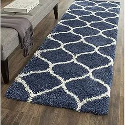 FIASCO Polyester Shaggy Bedside Runner, Soft Indoor Modern Shaggy, Soft Rugs for- Living Room, Dinning Room, Office, Bedroom & Hallway Carpet Rugs Size(1.5X3 Feet Blue mandir)-picture-28