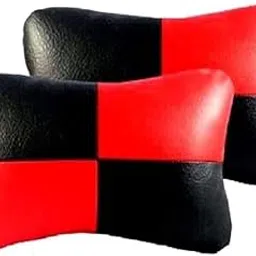 ADWAIT Car Sqaure RED Black Faux Leather Neck Rest for Kia Seltos-picture-28