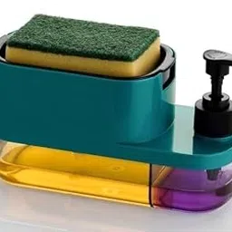 Plastic 3-in-1 Kitchen Sink Organizer, Soap Dispenser with Sponge Holder, Dual Compartment for Dish Soap and Hand Wash Liquid Sink Countertop Kitchen Bathroom (Multi-Color)-picture-23