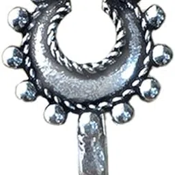 abhooshan Designer and Tribal Horse Shoe Look Big Silver Alloy Nose Pin Studs for Women and Girls Stylish. (Clip On/Press On)-picture-38