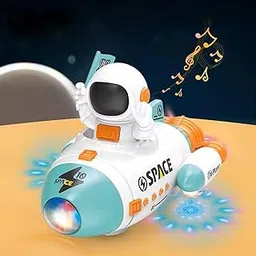 SHAKTISM Space Rocket Car Robot with Colorful Lights, Music, All Direction Movement, Space Rocket Car Astronaut Model with Lights Music and Sound for Kids - Multicolor-picture-29