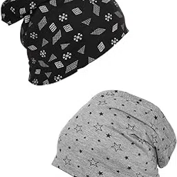 mack jonney VIMAL JONNEY Cotton Printed Black And Printed Melange Grey Beanie Cap For Women(Pack Of 2)-Cap_Prt_No.2_Bl_Prt_No.1_Ml_02, Assorted Free Size-picture-15