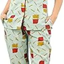 Women Printed Night Suit, Frenchfries Print, for Comfortable Nights-picture-30