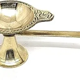 Nyra® Pure Brass/Peetal Puja Diya with Handle for Better Grip for Home Temple Pooja and Decoration, Single Traditional Aarti Diya-picture-38