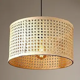 Habere India-All the Cultures Fabricating India Bamboo Lampshade | Cane Lamps | Wicker Lamps | Cafe Lights | Rattan Ceiling Lamps | Rattan Lamp Light | Hanging Lamp - Medium(Dia:36x H:20 CM)-picture-13