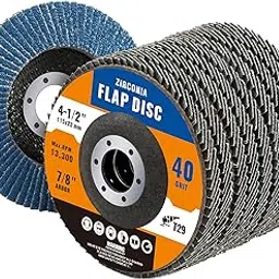 Shawya 10 Pack Zirconia Flap Discs 4 1/2 for Angle Grinder 40 Grit Flap Disc, 7/8” Arbor Grinding Disc, Flap Wheel for Grinding, Rust Removal, Sanding and Finishing, T29-image-99