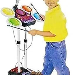 Amazing Musical Electronic JR. Drum Set for Kids | MP3 Plug-in, Microphone, Pedal, Colorful Lights & Clear Sound-image-93