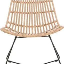 AUORcrafts Modern Rattan Lounge Chair | Handwoven Cane Wicker Chair with Sturdy Metal Legs | Boho Accent Chair for Living Room, Balcony & Café Décor-image-21