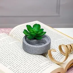 SATYAM KRAFT Ceramic 1 Pcs Mini Small Artificial Potted Flower for Home & Office Décor | Artificial Succulent for Living Room, Table, Shelf, Window Ledge, Kitchen, Bedroom for Wedding Gift, Green-image-28