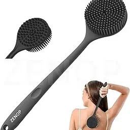 Soft Silicone Back Scrubber Shower Bath Body Brush with Softening Long Handle, BPA-Free, Hypoallergenic, Eco-Friendly (Multicolor)-image-75