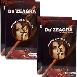 Da'Zeagra Extra Dotted Condoms for Men | Ribbed and Dotted for Extra Stimulation | Suitable for use | Chocolate Flavour Condom - (10 Count Each) - Pack of 04-picture-48