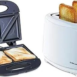 Bajaj ATX 4 750-Watt Pop-up Toaster, White & SWX 3 Deluxe 800W 2-Slice Sandwich Toaster With Toast Plates-picture-19