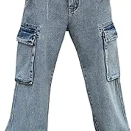 maniac Mens Solid Baggy Graphite Denim Fabric Cargo Jean-picture-35
