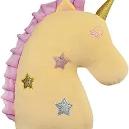 Peach Cuddle Unicorn Velvet Cushion Pillow for Kids (Yellow, 16x16 Inch)-picture-27