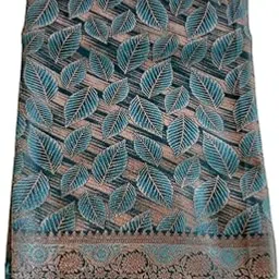 Traditional Art Silk Saree with Floral Woven Border Design, Teal Blue and Silver, Festive Wearing-image-22