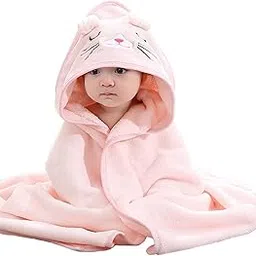 Hooded Baby Towel, Baby Bath Towels with Hood,Unique Animal Design Baby Towel with Hood Soft Absorbent Baby Bath Towels, for Newborn Baby Boy and Girl (Pink)-picture-21