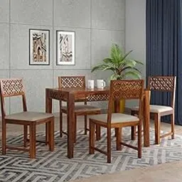 WOODBONE Dining Table, Wood Dining Table with 4 Chairs || Wooden Dining Table 4 Seater || 4 Seater Dining Table with Chair || Dining Room Furniture || Dining Table Set || Honey Finish-picture-18