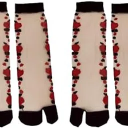 Om Fashion Women & Girl's Ultra-Thin Transparent Nylon Ankle Length Summer printed side flower Socks (Pack of 2 Pair)-picture-38