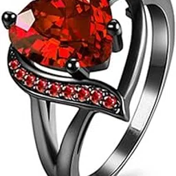 Red Heart Ring Stylish Crystal Black Gun Silver Plated Sparkling Rings For Birthday Gift Girls and Women Anniversary Gift for Wife Valentine Jewellery-image-17