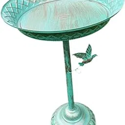 MERISHOPP Bird Bath Drinker Plate with Stand Metal Garden Birdbath for Home Yard Patio Blue-image-23