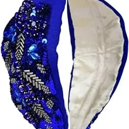 nnr Beaded Hair Band for Girls | Wedding Hair Accessories for Girls | Hairbands for Womens (Royal Blue)-picture-18