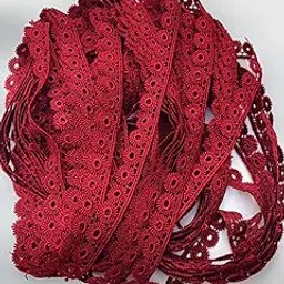 Swag Polyester Lace, Border Lace, Cotton Lace, Gota Patti Lace (Maroon, 9 Meter)-image-38