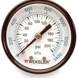 Weksler UA1.5 1.5" Dual-Scale Gauge, 30 to 30 psi/0 to 200 kPa, Lower-image-67