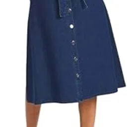 tripursundari fashion Navy Blue A-Line Midi Denim Woman Skirt-picture-28