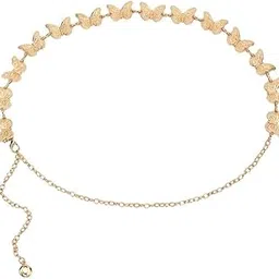 fulaida Retro Metal Butterfly Waist Chain for Women, Carved Silver Ethnic Body Chain Waist Ornament-picture-37
