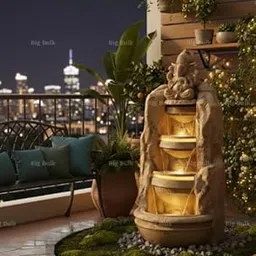 Big Bulk 4 Steps 4 Layer Big/Stone Look Fiber Fountain for Home Decor/Living Room/Hall/Office/Garden Fountain/Puja Room/Indoor/Outdoor(60 x60 x106 cm)-image-56