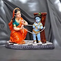 Maa Yashoda Binding Baby Krishna Idol-Damodar Leela-Hindu God and Goddess Idol/Statue/Murti/Figurine(5.5")-Polyster Resin-Multicolour 1 pcs Set-image-30