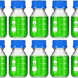 250ml Storage Bottles Borosilicate glass Storage Glass Bottle Scientific Round Graduated Media Bottle with Blue GL45 Screw Cap for Lab Water Reagent Liquids (Autoclavable) (10)-picture-21