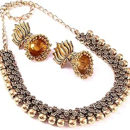 haniya Oxidized Gold Plated Jewellery set for women & Girls traditional jhumki with necklace-picture-40