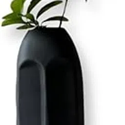 Modern Abstract Face Ceramic Flower Vase, Matte Black Finish, Decorative Home Decor-picture-13