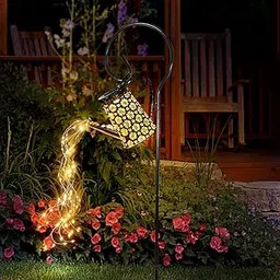 Solar Lights Outdoor Waterproof, Solar Watering Can Lights Garden Decor, Retro Metal Hanging Solar Lantern with String Lights, Outdoor Decorations for Patio Porch Lawn Driveway Yards Backyard Pathway image 1