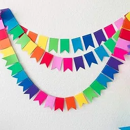 Pop The Party Rainbow Felt Fabric Bunting 12 Feet(2 Pack) Birthday Party Decoration Baby Shower Window Decorations and Children's Living Room Decorations-image-25